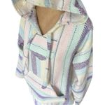Molina Women's M Hoodie Drug Rug Stripe Pink Blue Pullover‎ Beach Pocket Size 8 Photo 1