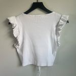 ZARA White Ruffled Crop Blouse with Tie Front Photo 4