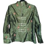 Vintage Green Silk Blend Asian Jacket Fully Lined. Embroidered. Size 10 Photo 0