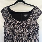 Adrianna Papell Ruffle Sheath Dress Sz 14 Tiered Abstract Glam Art Deco Cocktail Photo 2