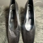 Stuart Weitzman Vintage Slate SilverShimmer Synthetic Square Toe Heels Sz 5 1/2B Photo 5