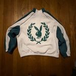 Playboy Bunny Laurel Wreath Track Jacket L Full Zip White Green Vintage Style Photo 1