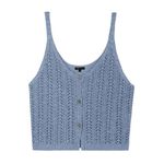 Frye Crochet Button Up Pointelle Crop Tank Slate Blue Size L NEW! Photo 0