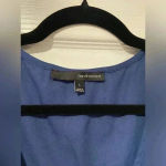 Harvé Benard Harve Benard Navy Flowy Sheer Sleeveless Blouse Gold Eyelet Lace V Neck Size L Photo 3