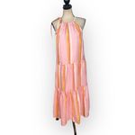 Club Monaco Amirra Midi Dress Women's 4 Pink Striped Silk Sleeveless Tiered RTR Photo 2