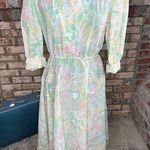 shirt dress pastel puff sleeve shoulder pads cotagecore pink green yellow Size 8 Photo 0