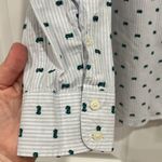 Gap  FITTED BOYFRIEND SHIRT Blue White Stripes Green Navy Tufts Womens Size XL Photo 2