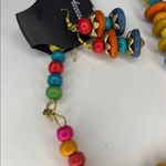 WOOD bead 10 inch Set matching necklace & earrings RETRO BOHO HIPPIE. NWT Gold Photo 3