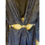 DELFI Sz Small Cerise Blue Gold Metallic Cut Out Long Sleeve O Photo 5