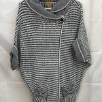 Peck & Peck Weekend women's black white thick knit metallic cowl neck sweater M Photo 0