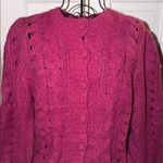 Love Shack Fancy Girard Cardigan Sweater in Winter Berry Size L Photo 2