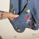Vasna Shirt Dress Women S Blue Pink Floral Linen Boxy Lagenlook Pocket Roll Tab Photo 5