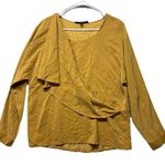 Cynthia Steffe Long Sleeve Gold Blouse 100% Silk Sz 6 Faux Wrap Top Photo 0