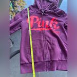 PINK - Victoria's Secret PINK Victoria’s Secret Neon Print Full Zip Hoodie in Burgundy Size Small Photo 2