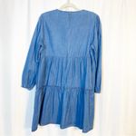 Draper James  Tiered Trapeze Dress in Chambray Blue Cotton Coastal Boho Beach Photo 4