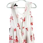 Forever 21 NEW  White Red Floral Ruffle Plunge Sheer Mini Dress M Coquette Photo 6