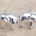 Sterling Silver 925 Elephant Trunk Up Stud Earring Photo 0