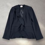 Cinq à Sept Cinq a Sept Lanier Ruffle Blazer Size 0 Black Formal Luxury Jacket Career Office Photo 2