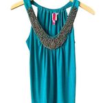 Heart soul Teal Tank Top Embellished Beaded Mesh Scoop Neck Sleeveless Small EUC Photo 4