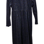 Vintage 1980's Velvet Dainty Dark Floral Blue Maxi Dress Medium Whimsygoth Femme Photo 0