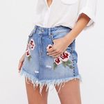 Free People Embroidered Denim Mini Skirt Photo 0