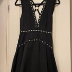 Free People - Black Sleeveless Fit & Flare Dress w/ Silver Studs & Harness Back Photo 1