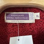 HIGHLAND Home Industries Women's XL Red Cable Knit Pure Wool Cardigan Sweater Photo 4