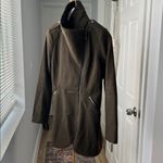 French Connection Olive Green Tulip Hem Asymmetrical Zip Wool Blend Coat XS Photo 4