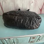 Steve Madden  Black Large Quilted Tote Weekender Shoulder Bag Canvas Handles Photo 8