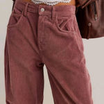 Free People Pink Corduroy Barrel Jeans Photo 0