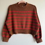 Free People Easy Street Brown and Red Striped Cropped Rib Knit Sweater size XS Photo 1