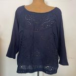 G.H. Bass &Co. G.H. Bass & Co. women’s navy top 3/4 sleeves size XL with eyelet design Photo 0