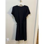 Eileen Fisher NEW Jersey Wrap Dress in Black Size L Midi Short Sleeve Lagenlook Photo 2