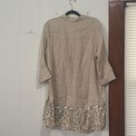 Peck & Peck  Tan Linen Button Down Ruffle Hem Tunic Top Lagen Look Size XL Photo 2