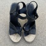 Joie  Lena Leather Espadrille Wedge Black Ankle Strap size 39 Photo 2