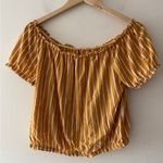 American Eagle Yellow and White Strip Off The Shoulder Flowy Blouse Top Photo 0
