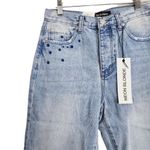 Neon Blonde NWT Size 26 Blue Siren Jeans High Rise Distressed Raw Hem Embroidery Photo 3