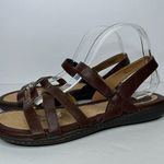BORN faux leather Brown Strappy Sandals with Adjustable Ankle Strap 11 Photo 2