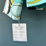 Russell Scott Silk Jacket 10 Black White Floral Open Front Collared Statement Blue Photo 4