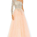 Mac Duggal  Embroidered One Shoulder Bodice‎ Ball Gown Dusty Rose NWT Photo 0