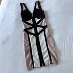 Bebe  Bandage Dress Small Pink Black Y2k Club Stretch Sleeveless Bodycon Photo 5