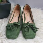 YDN Green Square Toe Chunky Block Low Heel Slip On Suede Loafers Size 6 Photo 0