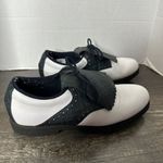 FootJoy Women's Vintage  FJ Size 8 Kiltie Spiked‎ Golf Shoes White And Plaid Photo 3