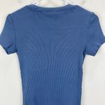 Madewell Garment Dyed Ribbed Crewneck Pocket Tee Shirt Delphinium Blue XXS NWT Photo 5