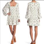 Free People  Two Faces Printed Mini Peasant Dress Flower Photo 3