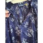 Ralph Lauren Polo Womens Blue Floral Smocked V Neck Long Sleeve Blouse XXL Photo 3