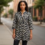 Chico's  Womens Jacket Size 1‎ Medium 8 Travelers Collection Tiger Striped NEW Photo 8