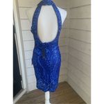 Lulus NWT Glittering Glamour Royal Blue Mock Neck Mini Dress L Bling Sexy Party Photo 13