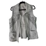Zenergy by Chico's Vest Size 1 Gray Striped Sleeveless Embroidered Pockets Size M Photo 8