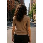 August Silk Knits Size XL Short Sleeve Taupe Ribbed 100 Percent Silk Knit Top Brown Photo 3